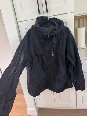 Black Lightweight Hooded Windbreaker Jacket